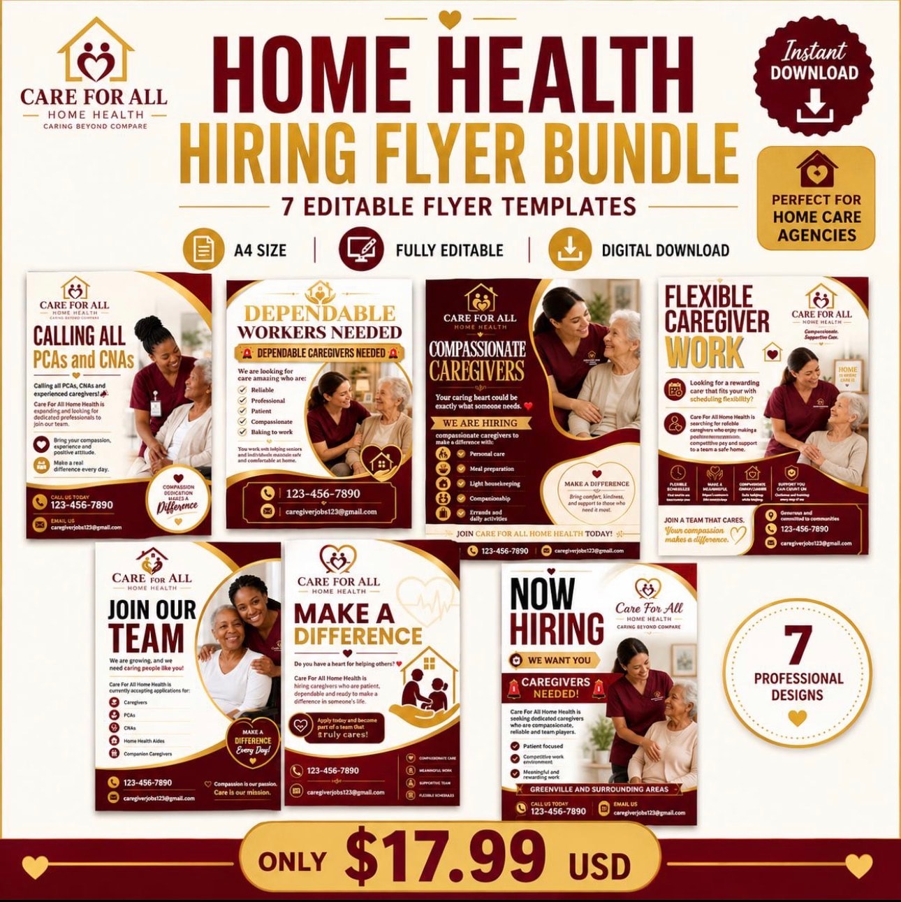 Home Health Hiring Flyer Bundle