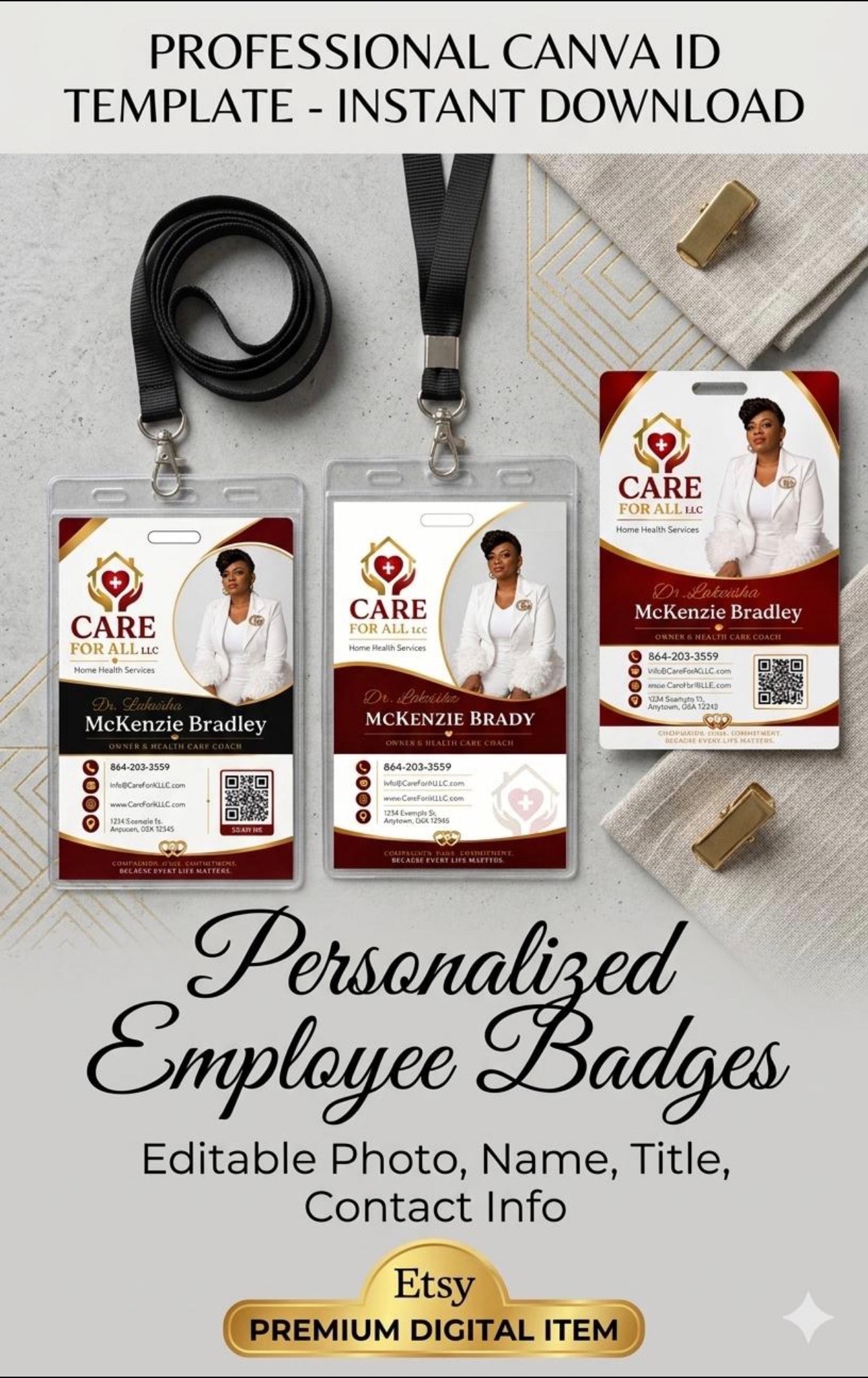Editable ID Badge Template Bundle